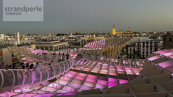 View from the Metropol Parasol in the evening  Setas de Sevilla  Sevilla  Andalusia  Spain  Europe