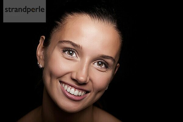 Woman portrait on black background. studio shot  isolated