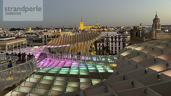 View from the Metropol Parasol in the evening  Setas de Sevilla  Sevilla  Andalusia  Spain  Europe