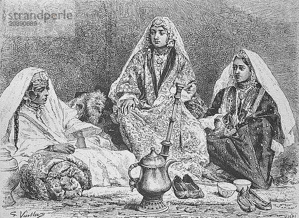 Women  Dancers in Kashmir around 1880  a region in the Himalayas  Historical  digitally restored reproduction from a 19th century original  Record date not stated