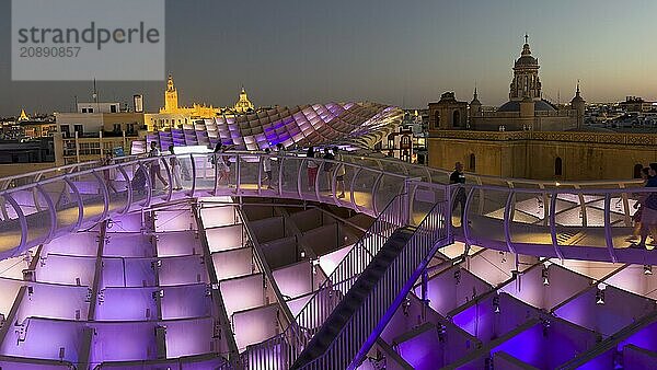 View from the Metropol Parasol in the evening  Setas de Sevilla  Sevilla  Andalusia  Spain  Europe