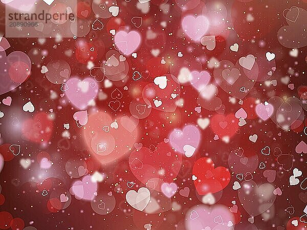 Heart blurred lights on colorfull background  Background with beautiful pink hearts  Hearts texture background