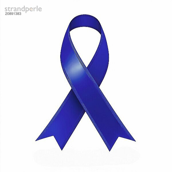 Dark blue ribbon over a transparent background. Symbol of colon cancer and child abuse prevention. AI generated