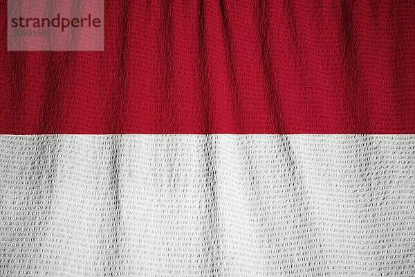 Closeup of Ruffled Indonesia Flag  Indonesia Flag Blowing in Wind