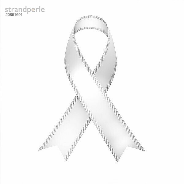 White ribbon over a transparent background. Symbol of lung cancer and osteoporosis awareness. AI generated