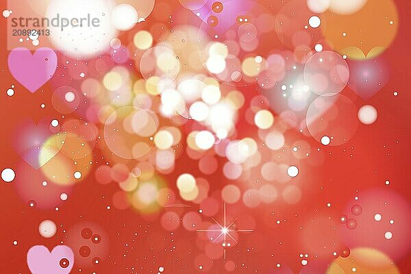 Heart blurred lights on colorfull background  Background with beautiful pink hearts  Hearts texture background