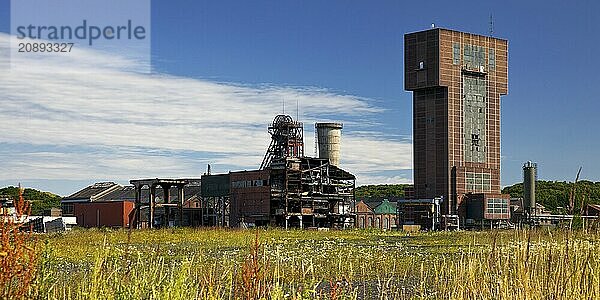 Hammerhead tower of the former Heinrich Robert colliery  Ost colliery  Hamm  Ruhr area  North Rhine-Westphalia  Germany  Europe