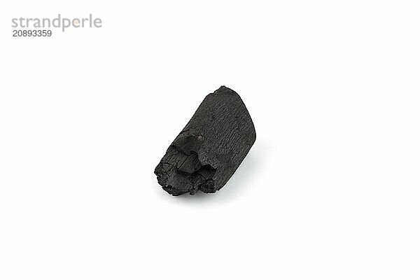 Natural wood charcoal isolated on white background. Pile of coal isolated on white background