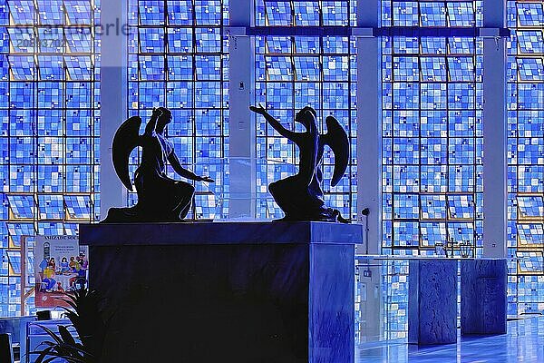 Two Angels sculpture  Don Bosco Church  designed by Carlos Alberto Naves  World Heritage Site  Brasilia  Federal district  Brazil  South America