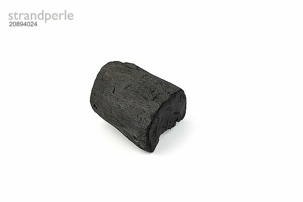 Natural wood charcoal isolated on white background. Pile of coal isolated on white background