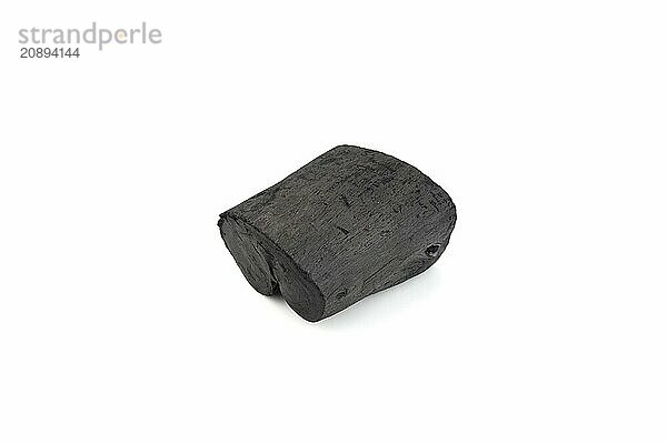 Natural wood charcoal isolated on white background. Pile of coal isolated on white background