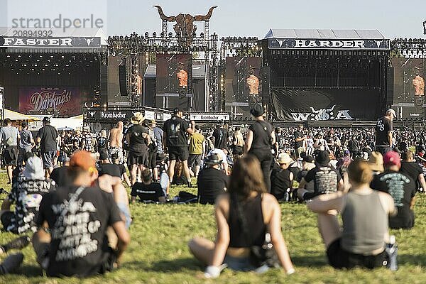 Overview of the infield with the Faster and Harder stages at the Wacken Open Air in Wacken. The traditional metal festival takes place from 31 July to 2 August 2024