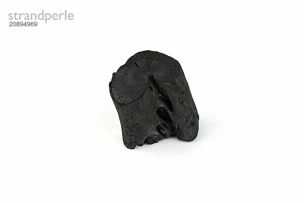 Natural wood charcoal isolated on white background. Pile of coal isolated on white background