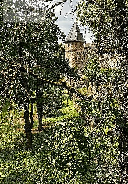 Friedberg Castle  southern castle fortifications with the deep moat  the so-called Hirschgraben  Friedberg  Hesse  Germany  Europe