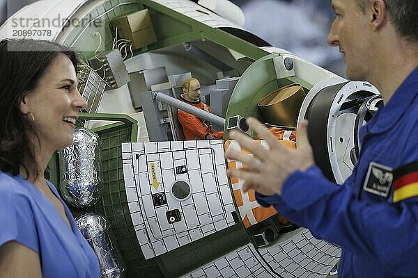 Annalena Bärbock (Alliance 90/The Greens)  Federal Foreign Minister  and Matthias Maurer  German astronaut  pictured during a visit to the European Astronaut Centre of the European Space Agency (ESA) during the Foreign Ministers trip to Germany in Troisdorf  30.07.2024