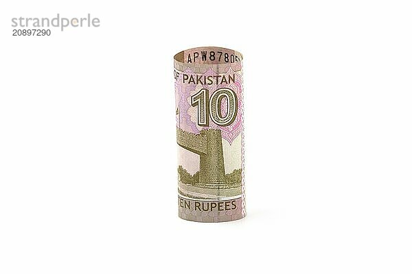 Currency notes in Pakistani Rupees  10 Rupees note isolated n white background