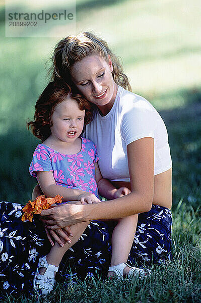 Family. Mother & little daughter outdoors in the park.