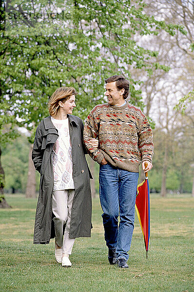 Couple walking in the park.