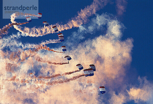 United Kingdom. RAF Falcons formation parachute display team.