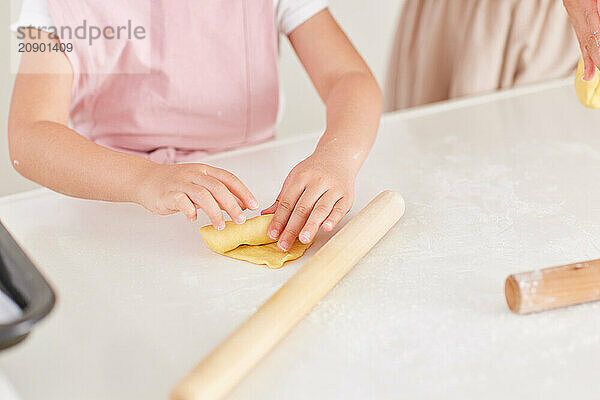 Japanese mother and daughter cooking in the kitchen