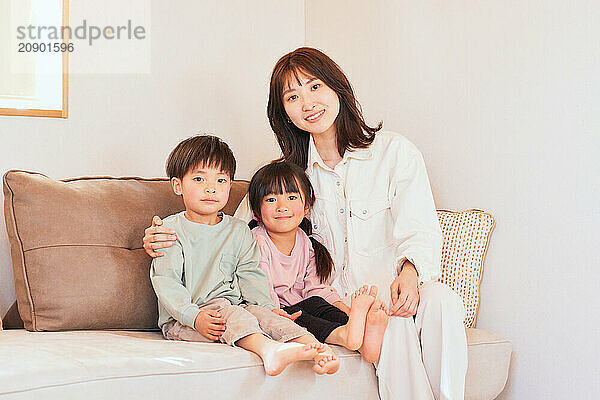 Japanese family on the sofa