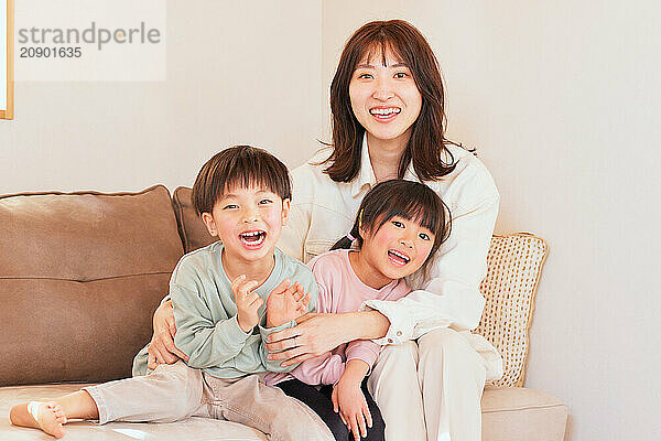 Japanese family on the sofa