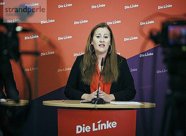 Janine Wissler  Vorsitzende der Partei Die Linke  aufgenommen im Rahmen einer Pressekonferenz in Berlin  19.08.2024