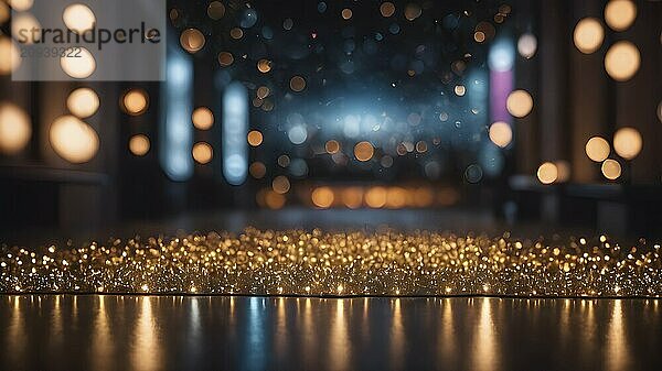 Künstliche Intelligenz erzeugt Bokeh abstrakte Licht Hintergrund. Festlicher Hintergrund mit Bokeh und hellen goldenen Lichtern. AI generiert Bild  ai