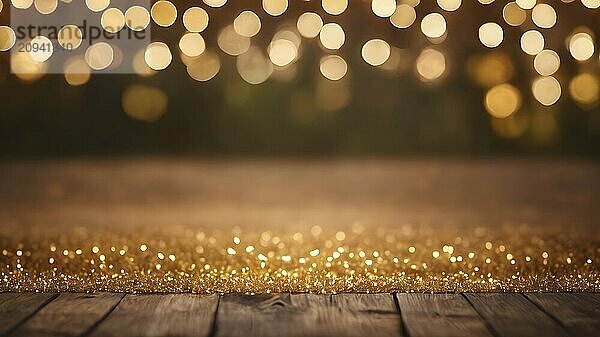 Künstliche Intelligenz erzeugt Bokeh abstrakte Licht Hintergrund. Festlicher Hintergrund mit Bokeh und hellen goldenen Lichtern. AI generiert Bild  ai