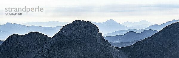 Mountain silhouette mountain peak Roßkopf  Carnic High Trail  Carnic Alps  Carinthia  Austria  Europe