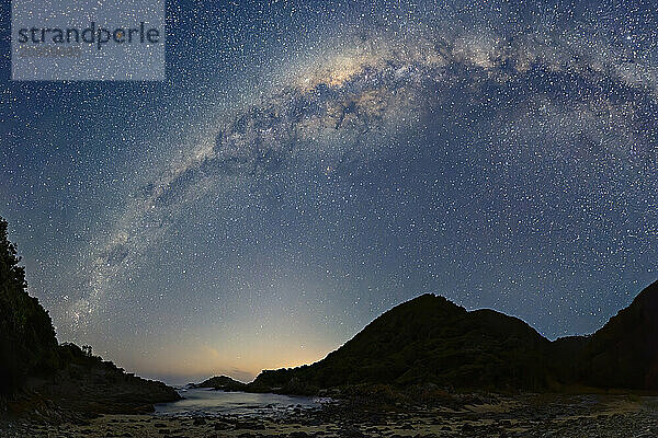 Idyllic constellations of stars in sky over Indian Ocean in Tsitsikamma Section  Garden Route National Park  Eastern Cape  South Africa