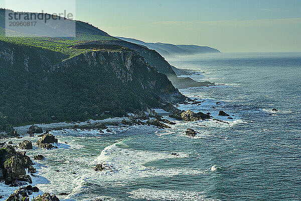 Wavy sea at Plettenberg Bay in Tsitsikamma Section  Garden Route National Park  Eastern Cape  South Africa