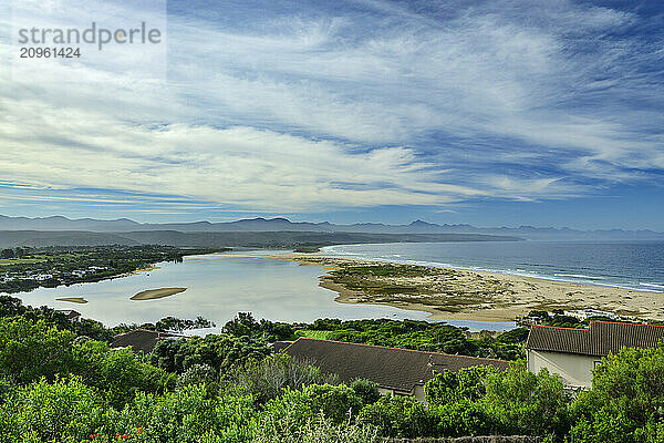 Beach at Plettenberg Bay under cloudy sky in Western Cape  South Africa