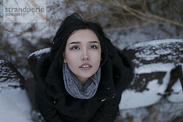 Woman wearing warm clothes in winter