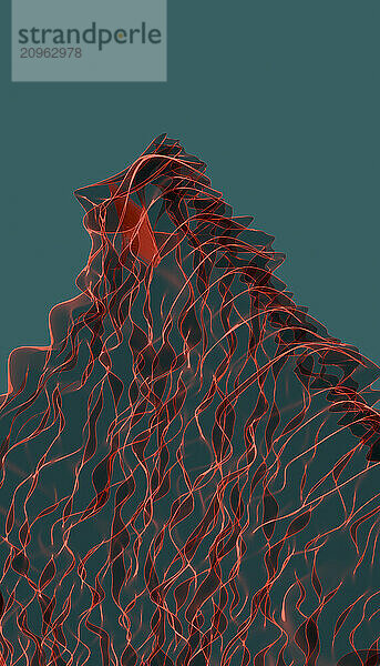 3D render of red abstract waves