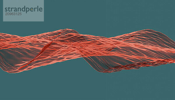 3D rendering of red colored flowing wave pattern