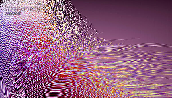 3D render of fiber optic wires over pink colored background