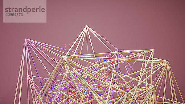 3d render of abstract line art over pink background