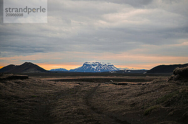 view of the famous Herdubrade volcano in Iceland