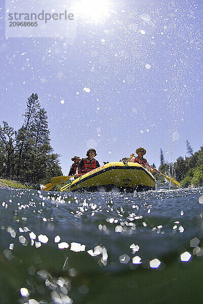 Group of people rafting down the South Fork of the American River. Coloma  CA