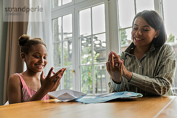 African American mother and daughter have fun