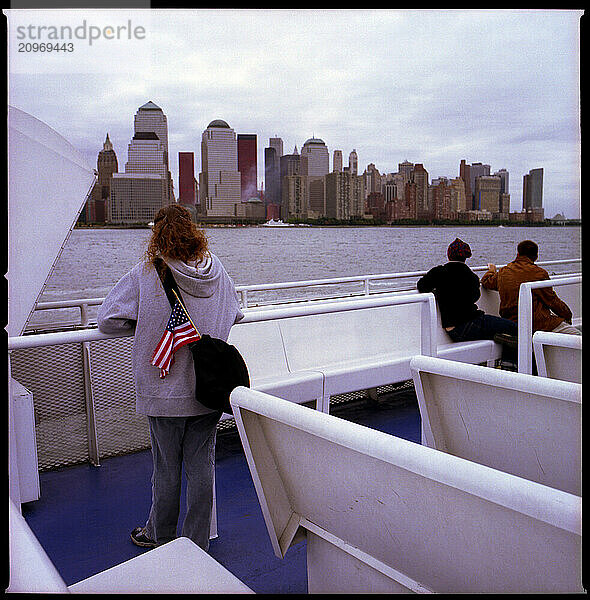 View of downtown Manahattan skyline after September 11 WTC attacks