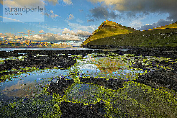 Tidal pools on seashore â€ Gjogv â€ Eysturoy â€ Faroeâ€ Islands