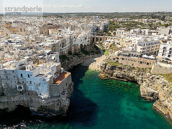 Aerial View of Polignano a Mare  Italy - Picturesque Coastal Town