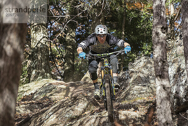 Autumn mountain biking in the WHite Mountains of New Hampshire.