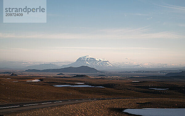 view of the famous Herdubrade volcano in Iceland