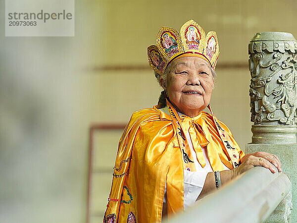 The Daoist Priestess  Wee Ah Moi  of the Sam Siang Keng Temple in Johor  Malaysia.