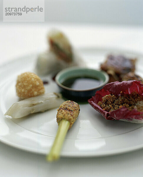 An Asian food sample platter from Bobby Chin's restaurant in Hanoi