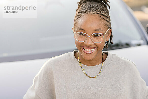 Close up of young lady smiling