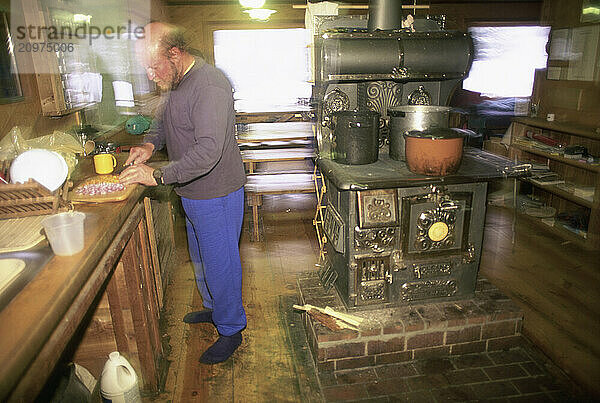 Cooking in the kitchen.